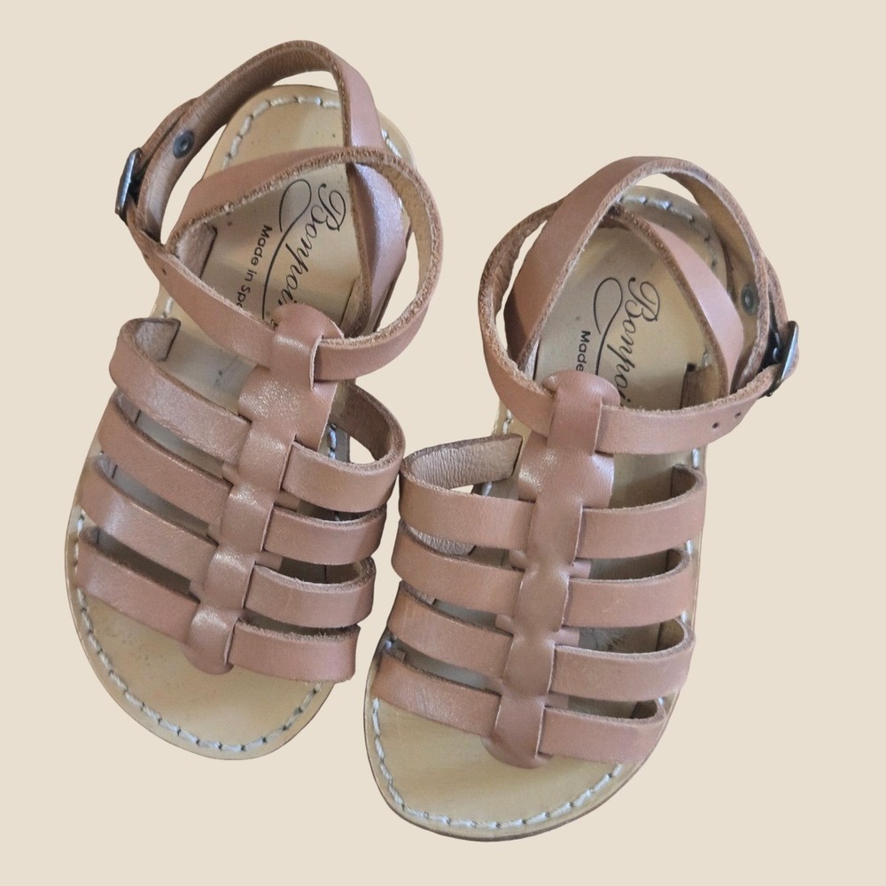 Bonpoint Kids Tan Leather Gladiator Sandals Made in Spain Size 26 EU